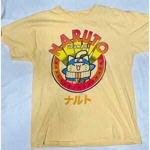 Naruto Uzumaki Cat Parody Anime Vintage T-Shirt Vin Men's Size L Yellow